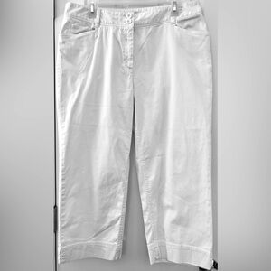 Charter Club Classic Fit, sz 14, Cropped Pants, white, embroidered pockets, NWT